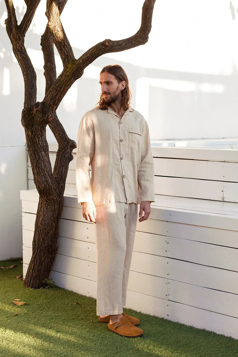 Bleached Sand Men's Linen Pjama Set