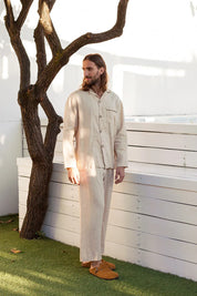 Bleached Sand Men's Linen Pjama Set
