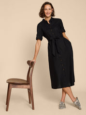 Linen Blend Shirt Dress