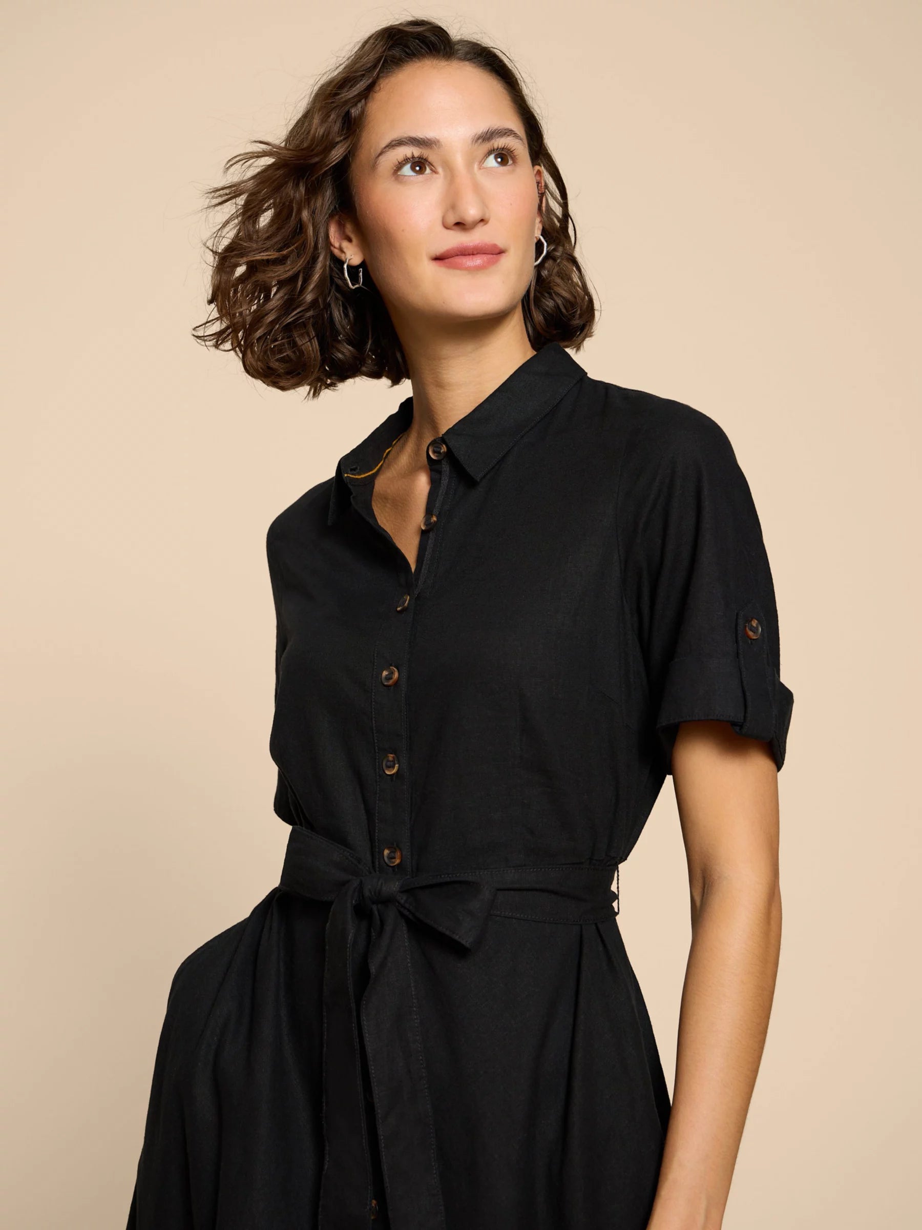 Linen Blend Shirt Dress