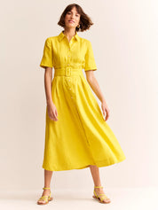 Louise Linen Midi Shirt Dress, Passion Fruit