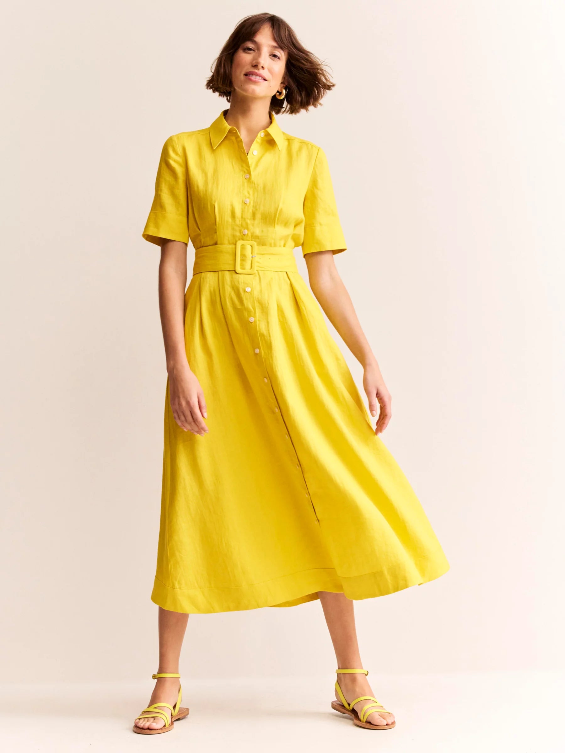 Louise Linen Midi Shirt Dress, Passion Fruit