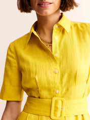 Louise Linen Midi Shirt Dress, Passion Fruit