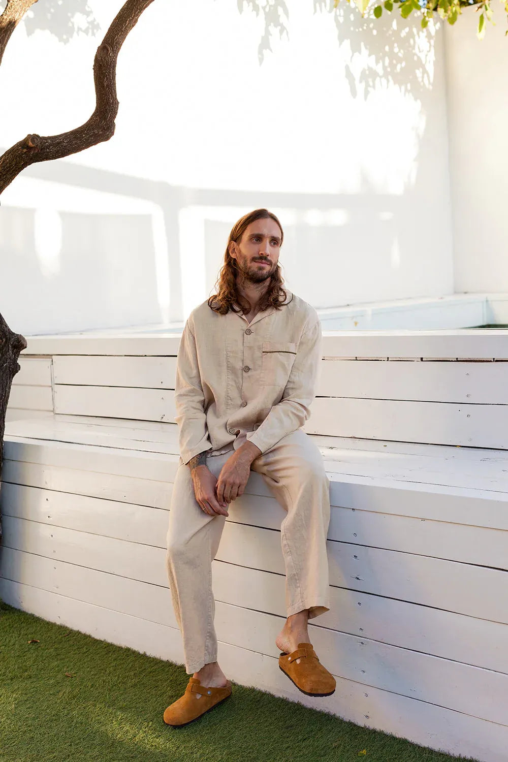 Bleached Sand Men's Linen Pjama Set