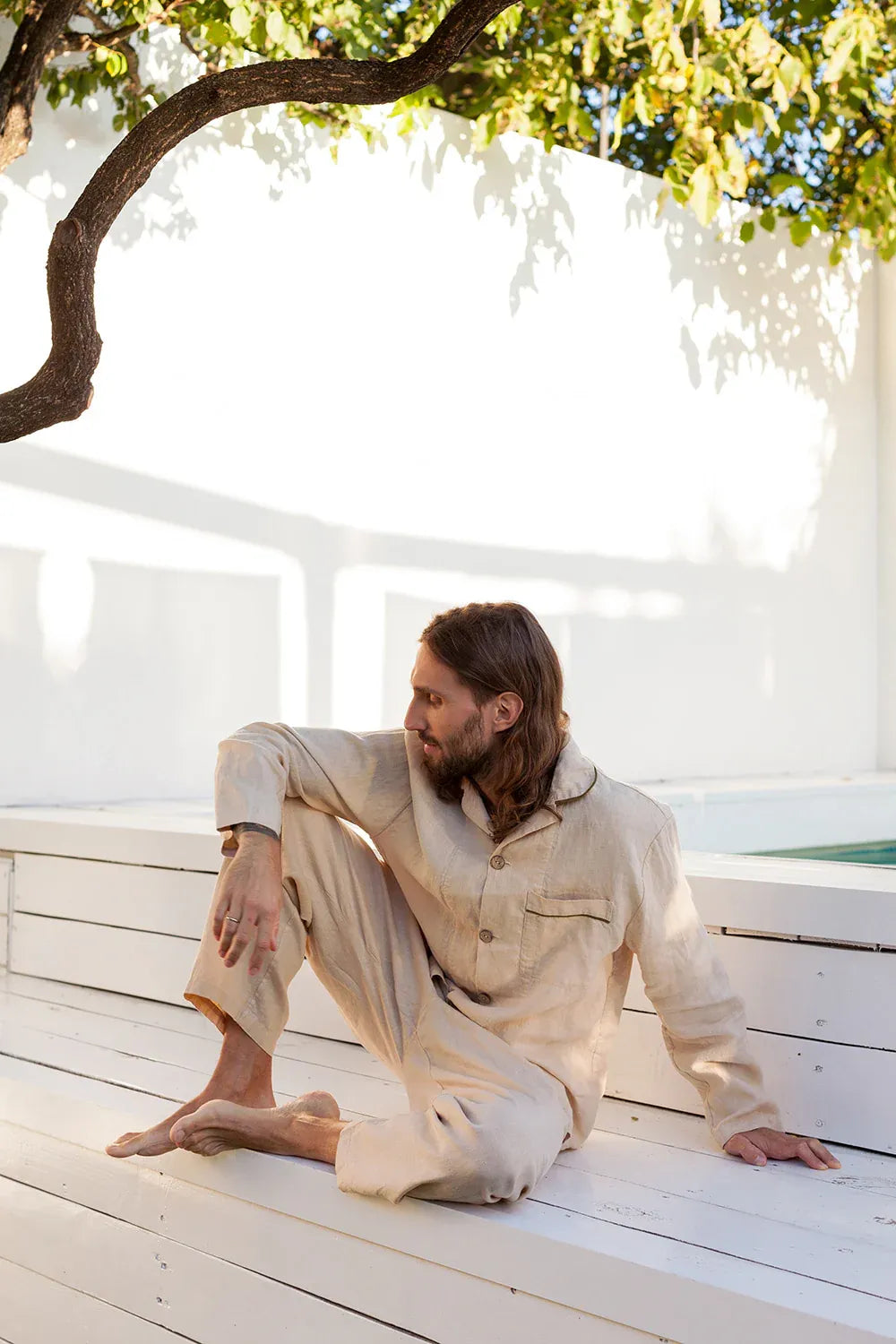 Bleached Sand Men's Linen Pjama Set