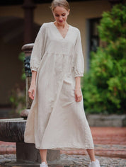 White Oversized Loose fit comfy long linen dress