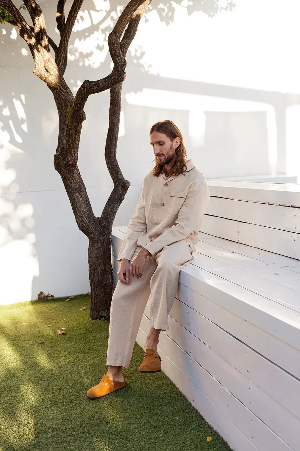 Bleached Sand Men's Linen Pjama Set