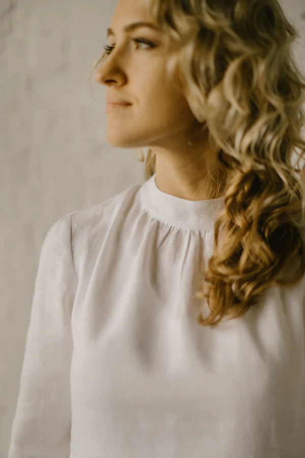 Long Sleeve Linen Wedding Dress