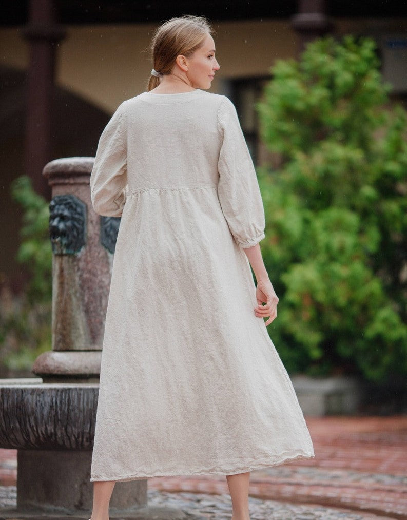 White Oversized Loose fit comfy long linen dress