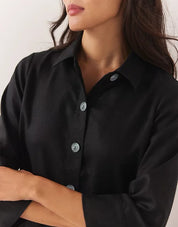 Linen Shirt Dress with Oversized Buttons