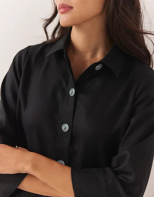 Linen Shirt Dress with Oversized Buttons
