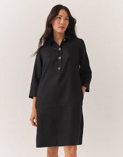 Linen Shirt Dress with Oversized Buttons