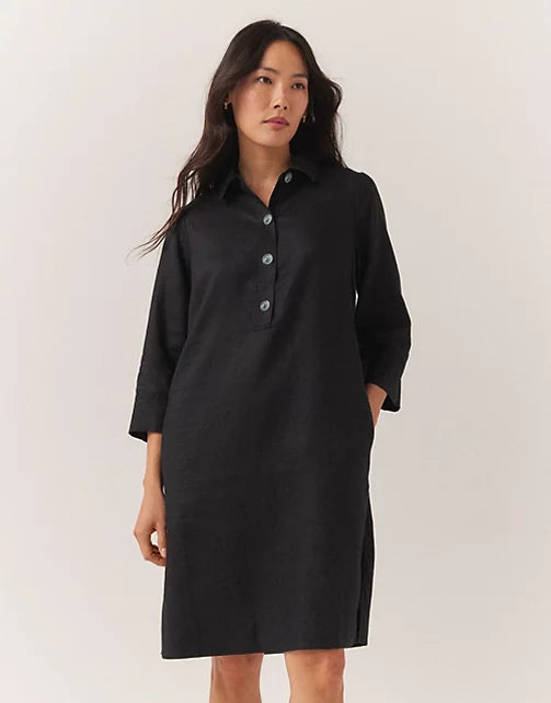 Linen Shirt Dress with Oversized Buttons