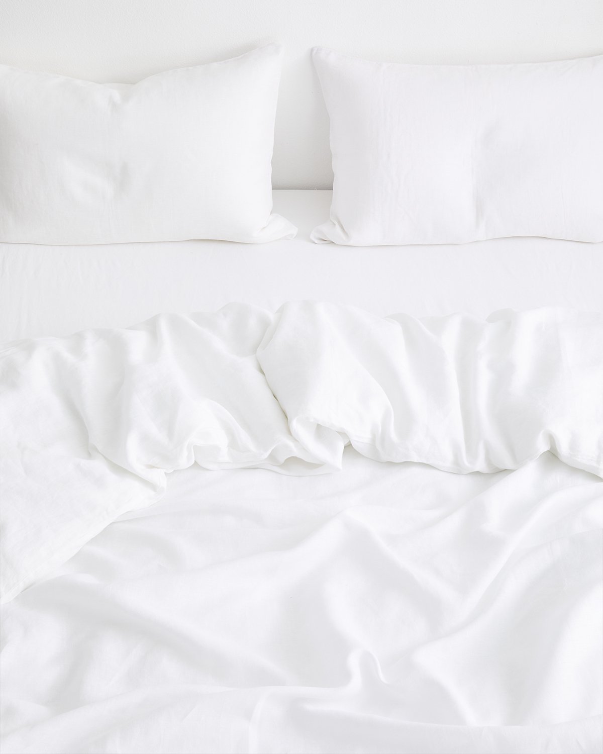 White 100% Flax Linen Bedding Set