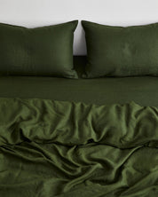 Olive 100% Flax Linen Bedding Set
