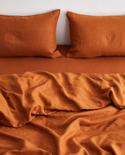 Rust 100% Flax Linen Bedding Set