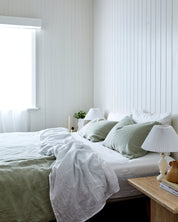 White 100% Flax Linen Fitted Sheet