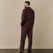 Men's Conker Brown Linen Pyjama Trouser Set