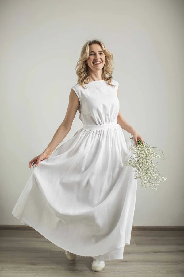 Linen Grecian Wedding Dress