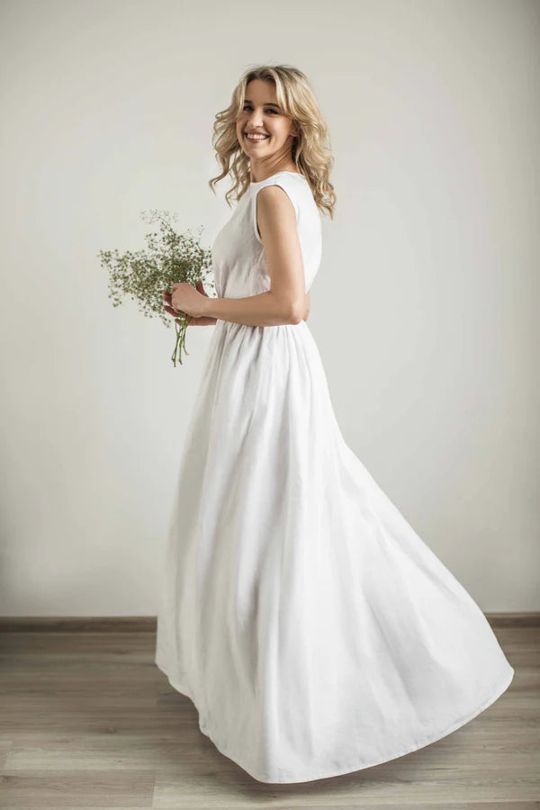 Linen Grecian Wedding Dress