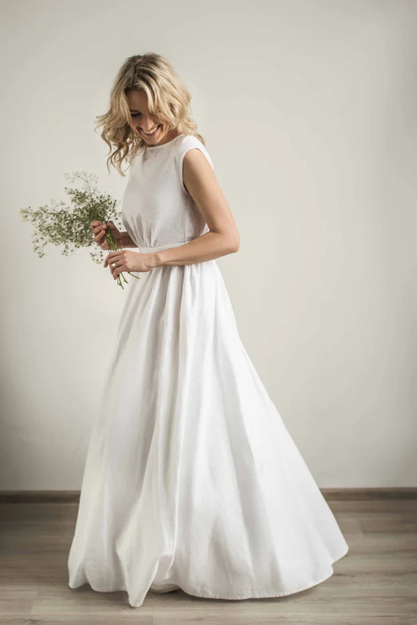 Linen Grecian Wedding Dress