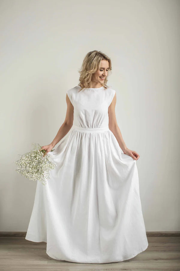 Linen Grecian Wedding Dress