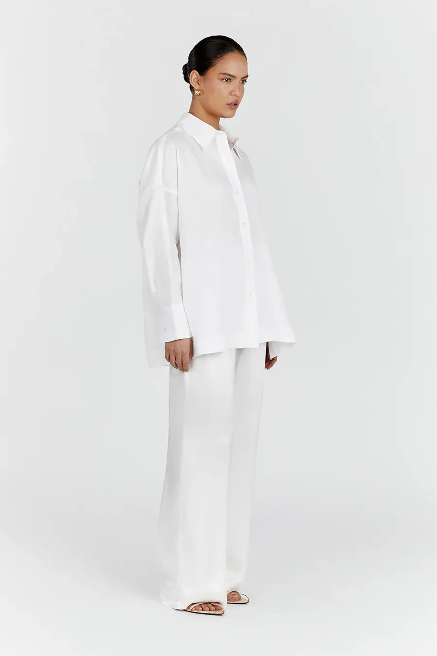 Josie White Linen Long Sleeve Shirt