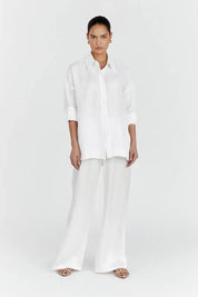 Josie White Linen Long Sleeve Shirt