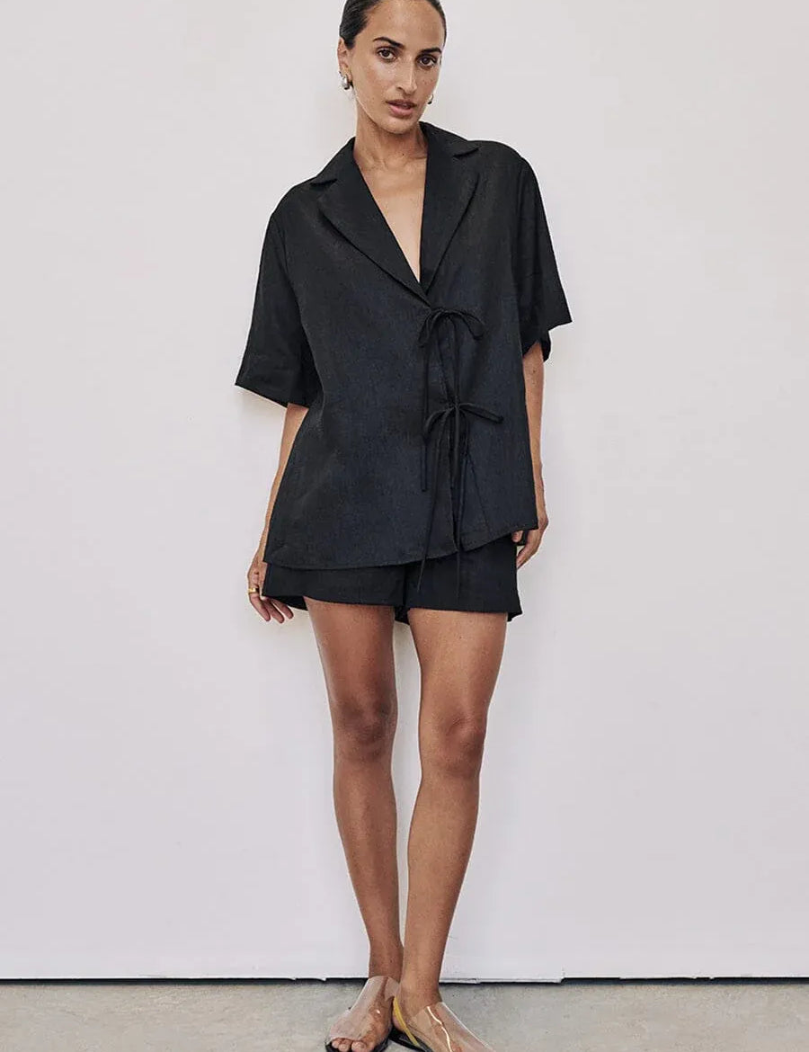 Emelia Linen Wrap Shirt