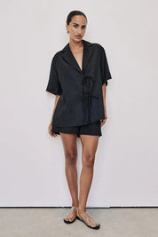 Emelia Linen Wrap Shirt