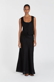 High waist Linen Midi Skirt