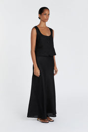 High waist Linen Midi Skirt