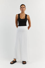 High waist Linen Midi Skirt