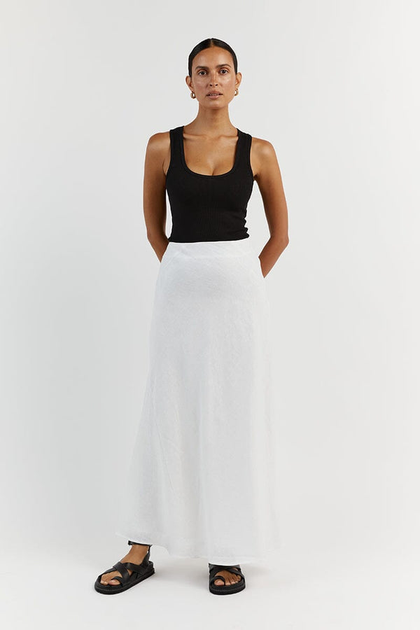 High waist Linen Midi Skirt