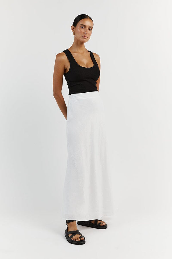High waist Linen Midi Skirt