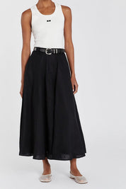 Black Linen Midi Skirt