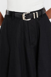 Black Linen Midi Skirt