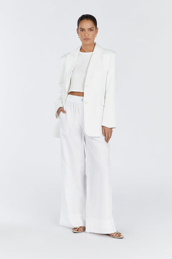 White Wide Leg Linen Pant