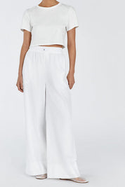 White Wide Leg Linen Pant