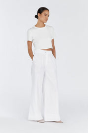 White Wide Leg Linen Pant