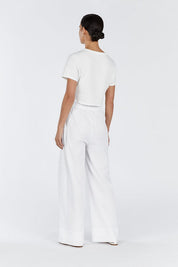 White Wide Leg Linen Pant