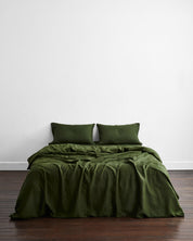 Olive Flax Linen Duvet Cover