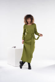 Long Multiway Woman Dress in Back and White Linen