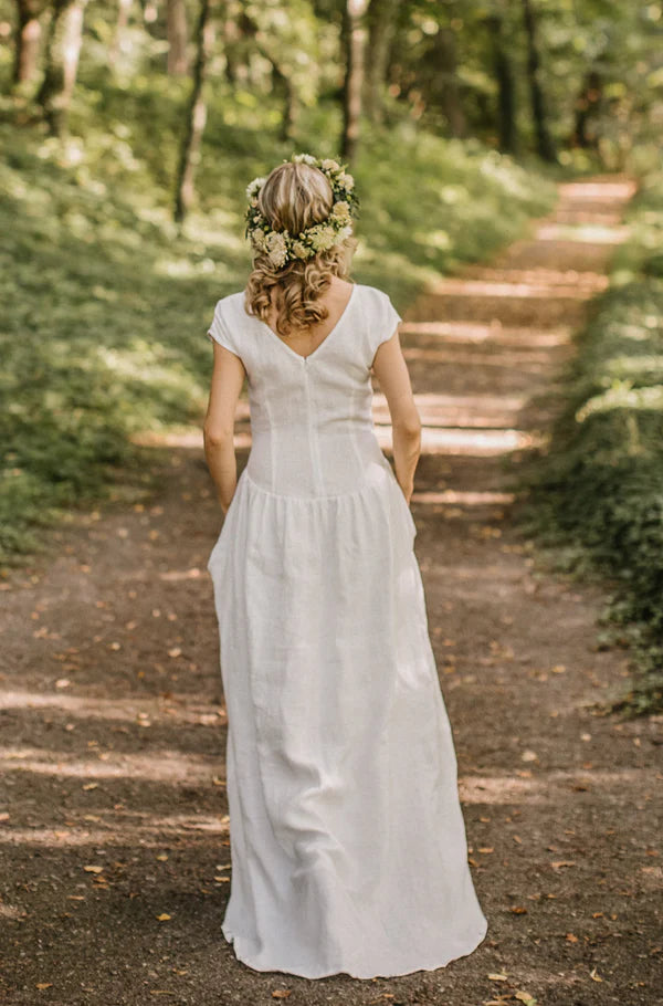 Elegant Linen Wedding Dress