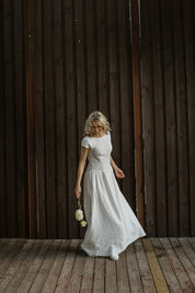 Elegant Linen Wedding Dress