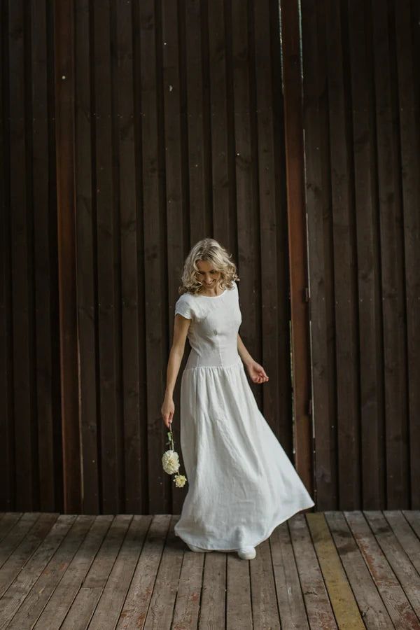 Elegant Linen Wedding Dress