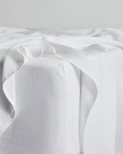 White 100% Flax Linen Fitted Sheet