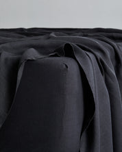 Charcoal 100% Flax Linen Fitted Sheet