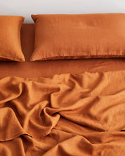 Rust  100% Flax Linen Fitted Sheet