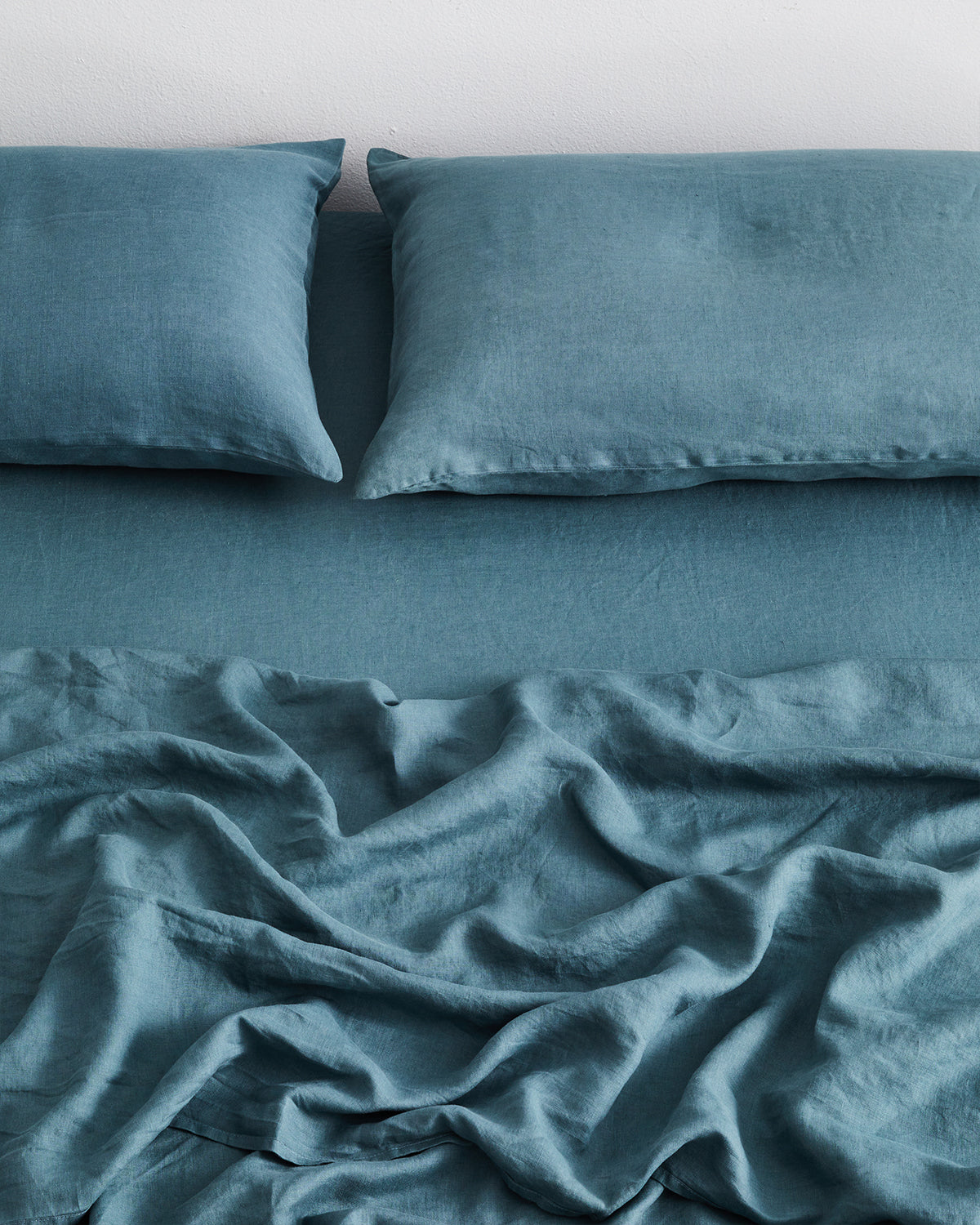 Petrol 100% Flax Linen Fitted Sheet